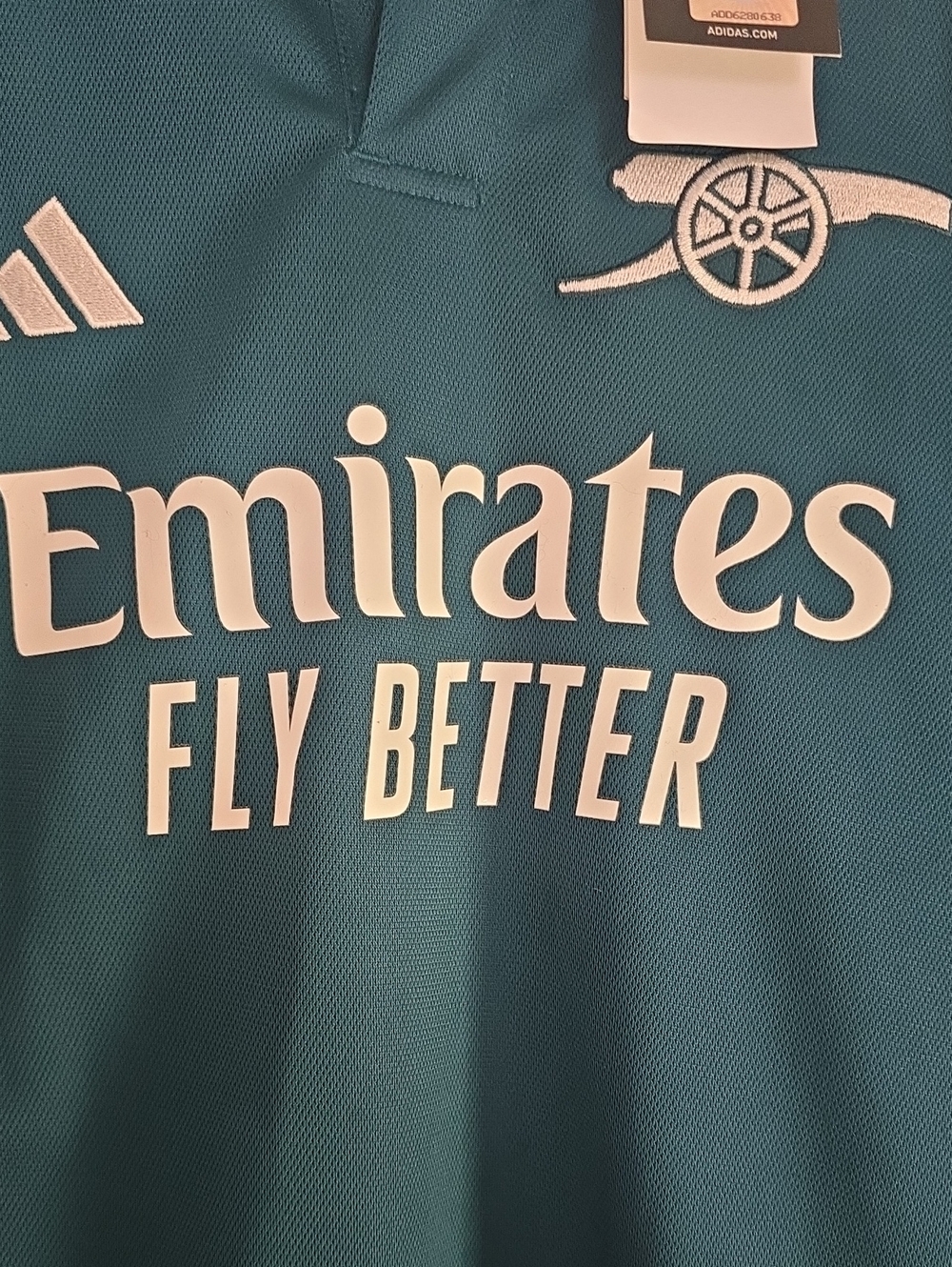 adidas Kids Arsenal Soccer Jersey Teal and Navy - Picture 6 of 10
